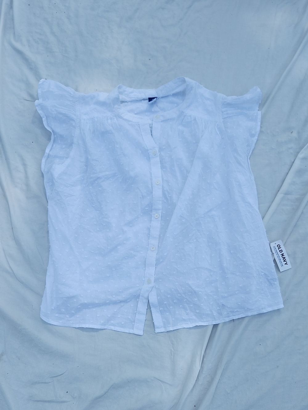 Old Navy White Swiss Dot Button-Front Blouse Size XS